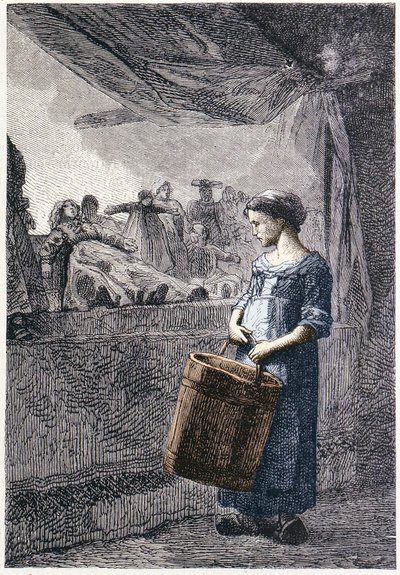 Cosette a játékbolt előtt - Victor Hugo „Les Miserables” című művében, ill. írta: Brion, szerk. Hetzel és Lacroix alkotó: Gustave Brion