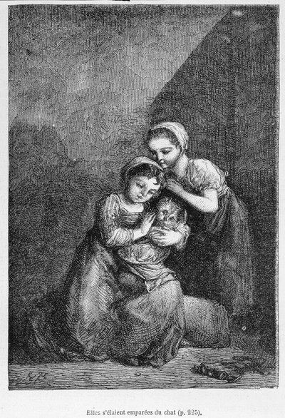 Cosette és barátja és a macska – Victor Hugo „Les Miserables” című könyvében, ill. írta: Brion, szerk. Hetzel és Lacroix alkotó: Gustave Brion