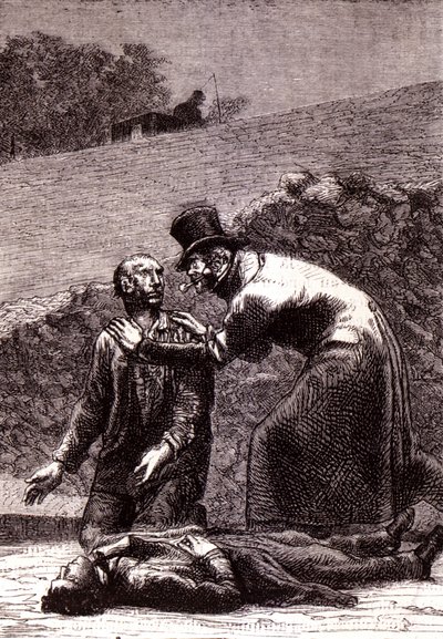 Javert felismeri Valjeant – Victor Hugo „Les Misérables” című művében, ill. írta: Brion, szerk. Hetzel és Lacroix alkotó: Gustave Brion