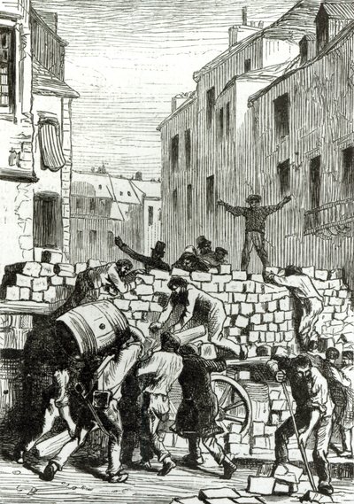 A barikád, Victor Hugo (1802-85) "Les Miserables" című művéből készült illusztráció alkotó: Gustave Brion