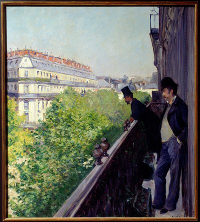 Egy párizsi erkély 1880-ban Gustave Caillebotte (1848-1894) festménye 1880 Dim. 0,6x0,66 m Magángyűjtemény - Egy párizsi erkély 1880-ban. Gustave Caillebotte (1848-1894) festménye alkotó: Gustave Caillebotte