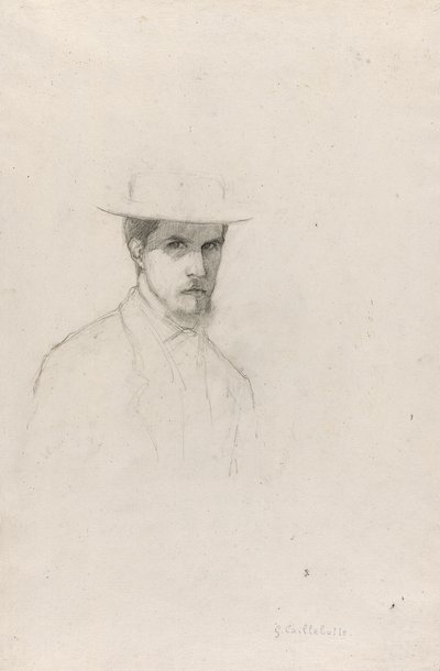 Önarckép kalappal, 1879 körül (grafit, textúrázott fektetett papírra) alkotó: Gustave Caillebotte