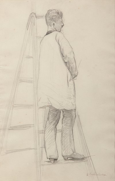 Tanulmány a szobafestők számára: Háromnegyedes hátsó nézet. alkotó: Gustave Caillebotte