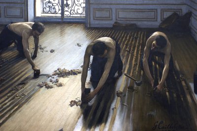A padlókaparók - a festmény egy része. alkotó: Gustave Caillebotte