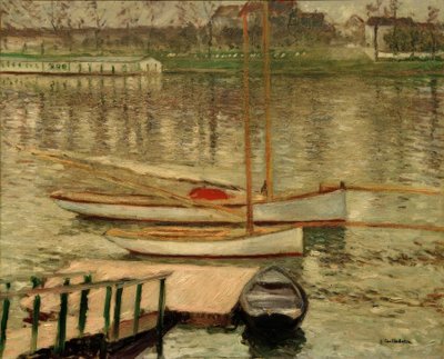 A Szajnán horgonyzó vitorlások alkotó: Gustave Caillebotte