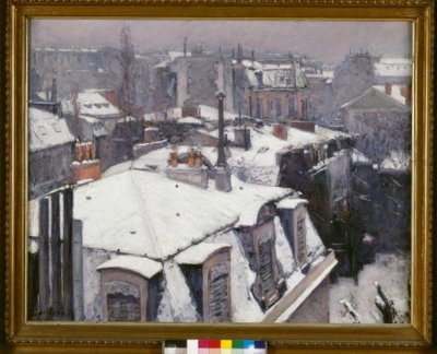 Tetők megtekintése (Hóhatás) – mondja Roofs under the snow alkotó: Gustave Caillebotte