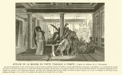 A tragikus költő ókori római házának átriuma, Pompei (metszet) alkotó: Gustave Clarence Rodolphe Boulanger