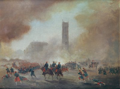 Párizs kommün: harcok a Tour Saint-Jacques előtt, 1871 alkotó: Gustave Clarence Rodolphe Boulanger