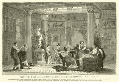 Egy gazdag római házának rekonstrukciója, Rue Montaigne, Párizs, Franciaország (metszet) alkotó: Gustave Clarence Rodolphe Boulanger