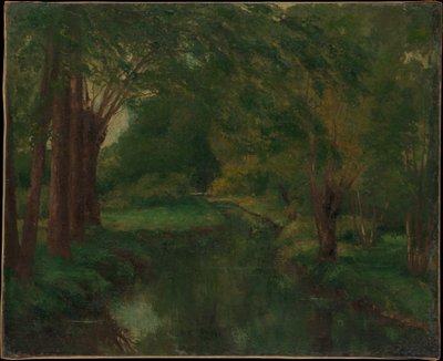 Egy patak egy tisztáson (valószínűleg „Patak, a Fontcouverte-völgy; tanulmány”) alkotó: Gustave Courbet