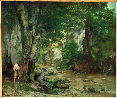 Szarvasrezervátum Plaisir Fontaine-ben (festmény vászonra) alkotó: Gustave Courbet