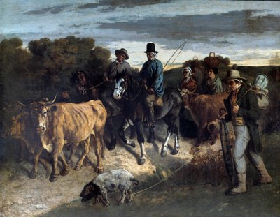 Flagey gazdái visszatérnek Gustave Courbet (1819-1877) festménye című kiállításáról. 19. század. Besancon, Szépművészeti Múzeum alkotó: Gustave Courbet