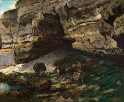 Sziklás táj szarvasokkal alkotó: Gustave Courbet