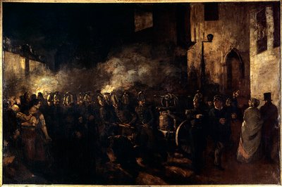 Tűzoltók tüzet futtatva Gustave Courbet (1819-1877) festménye 1850 V. 3,88x5,8 m Párizs, Musee du petit palais alkotó: Gustave Courbet