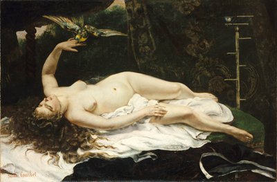 Franciául:  La Femme au perroquet Nő egy papagájjal alkotó: Gustave Courbet