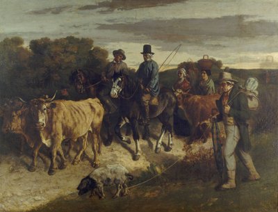 Franciául:  Flagey-i parasztok a vásárból visszatérve alkotó: Gustave Courbet