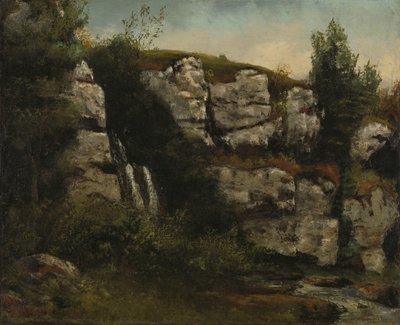 Táj sziklás sziklákkal és vízeséssel alkotó: Gustave Courbet