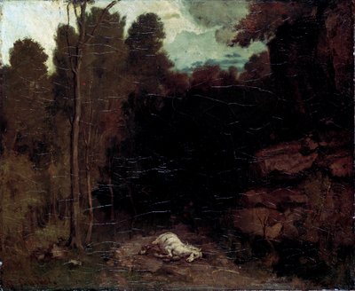 Táj döglött lóval, 1850-es évek. alkotó: Gustave Courbet