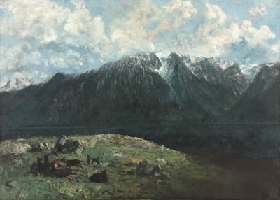 Panoráma kilátás az Alpokra, Les Dents du Midi alkotó: Gustave Courbet