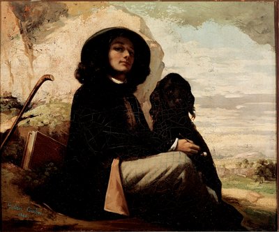 Gustave Courbet (1819-1877) önarcképe fekete kutyával, 1842 alkotó: Gustave Courbet
