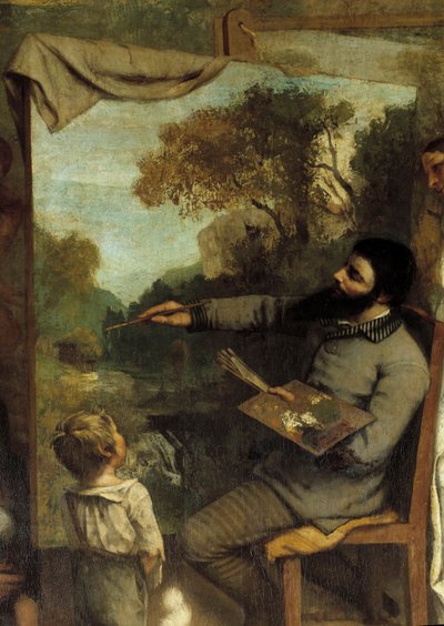 A festőműhely. Allegorie Reelle meghatározza művészi életem (és erkölcsi) hétéves szakaszát. A festőt ábrázoló részlet, amelyet a fiatalság ártatlanságát szimbolizáló gyermek csodálja. Gustave Courbet (1819-1877) festménye alkotó: Gustave Courbet
