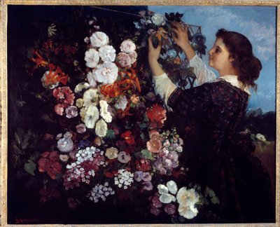 A nő virágokkal vagy a rácsos. Gustave Courbet (1819-1877) festménye alkotó: Gustave Courbet