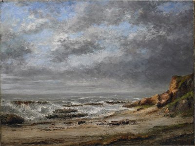 Kilátás a durva tengerre egy szikla közelében alkotó: Gustave Courbet