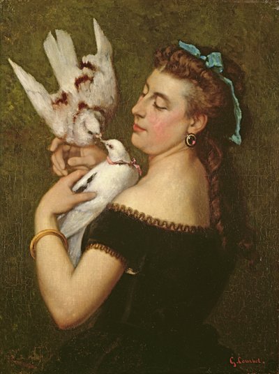 Nő galambokkal alkotó: Gustave Courbet