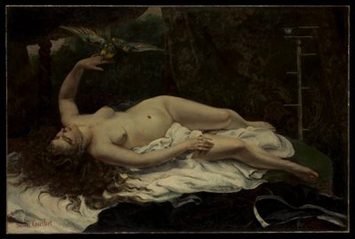 Nő papagájjal alkotó: Gustave Courbet
