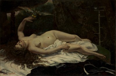 Nő papagájjal, 1866. alkotó: Gustave Courbet
