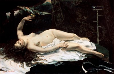 Nő papagájjal, 1866. alkotó: Gustave Courbet