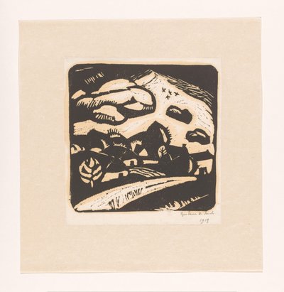 Táj házakkal, úttal és hegyekkel alkotó: Gustave De Smet (signed by artist)