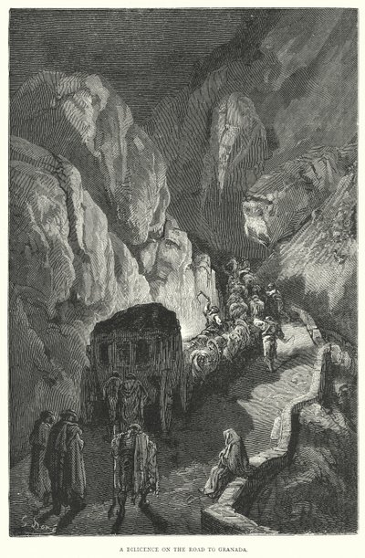 Szorgalom a granadai úton (metszet) alkotó: Gustave Dore