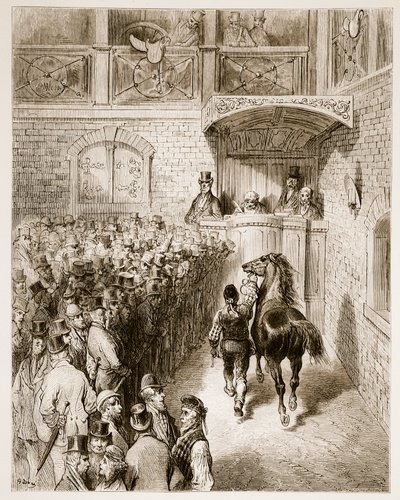 Kiárusítás a Tattersallnál, a „London, a zarándoklat” című művéből, William Blanchard Jerrold (1826-94) írta, és Pannemaker metszett, pub. 1872 alkotó: Gustave Dore