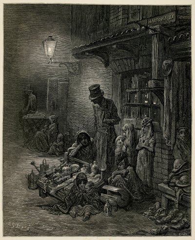 Egy szegény család a holmijával. alkotó: Gustave Dore