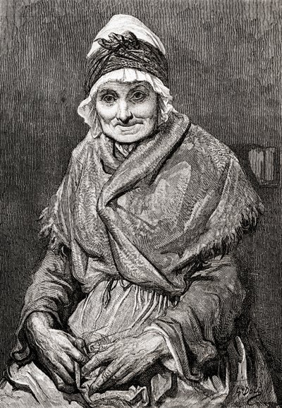 Gustave Dore 1880-ban készített rajza után, amelyet Francoise nevű ápolónőjéről készített. Az 1885-ben megjelent Gustave Dore élete és emlékei című kötetből. alkotó: Gustave Dore