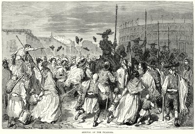 A pikadorok érkezése (metszet) alkotó: Gustave Dore