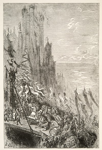 A szökőkút grófnőjének városában, Charles Henry Hanson Artúr király napjainak történeteiből, pub.1898 alkotó: Gustave Dore