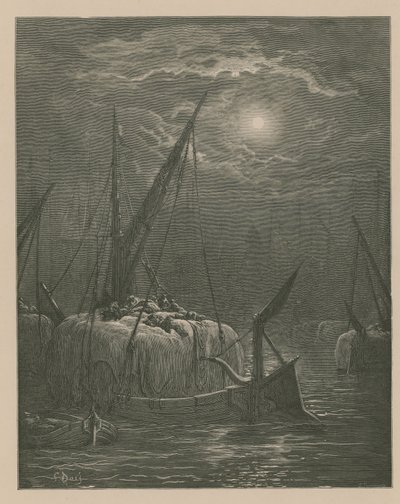 Hajók a Temzén alkotó: Gustave Dore