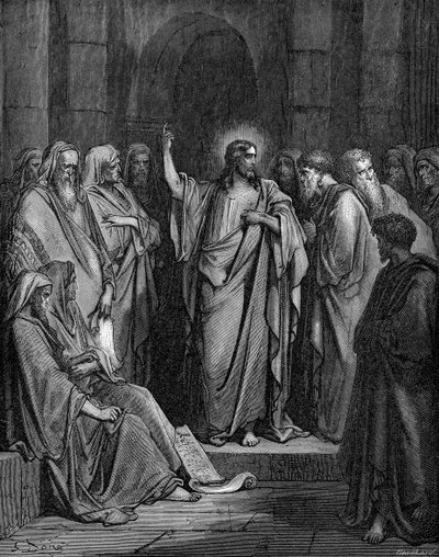 Krisztus a zsinagógában alkotó: Gustave Dore