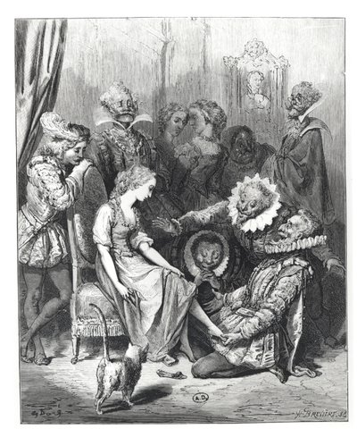 "Hamupipőke és az üvegpapucs", illusztráció a "Les Contes de Perrault"-ból, vésette Louis Henri Breviere (1797-1869), kiadó: J.Hetzel, 1862 alkotó: Gustave Dore