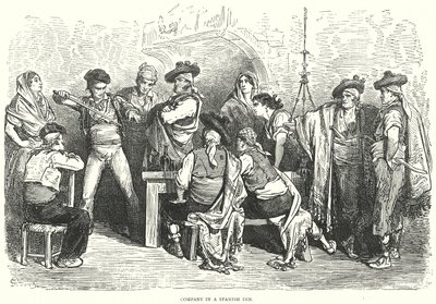 Társaság egy spanyol fogadóban (metszet) alkotó: Gustave Dore