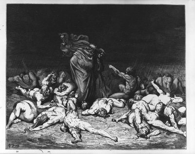 Dante és Virgil a pokolban, illusztráció a "The Divine Comedy"-ből, 1861 alkotó: Gustave Dore