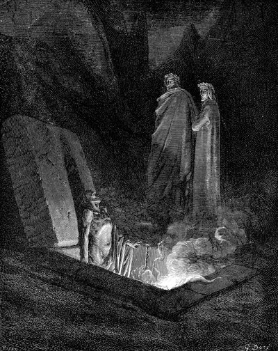 Dante és Virgil a pokolba néz, 1863. alkotó: Gustave Dore