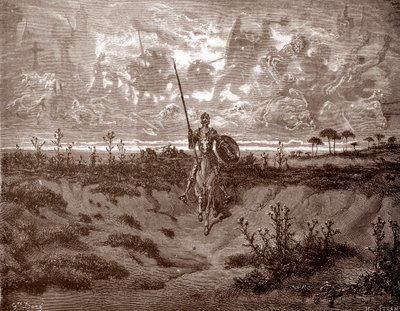 Don Quijote elindul a kalandjaira Gustave Dore (1832-1883) metszete Miguel de Cervantes (1547-1616) „L