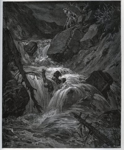 Dorothee, aki fiatal parasztként deguisee, szabadjára engedi kéjes inasát – Miguel Cervantes „Don Quijote de la Mancha” című filmjéből alkotó: Gustave Dore
