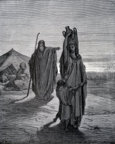 Hágár kiűzése alkotó: Gustave Dore