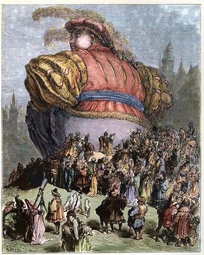 Gargantua Párizsba látogat – A párizsiak rácsodálkoznak Gargantuára – a „Gargantua és Pantagruel” illusztrációja, Francois Rabelais – Gustave Dore (1832-1883) metszet alkotó: Gustave Dore