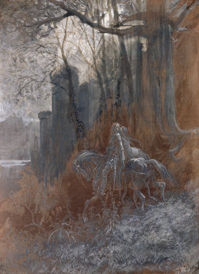 Geraint és Enid elutaznak, 1868 (gouache és wc, papír) alkotó: Gustave Dore