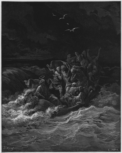 Gustave Dore Biblia: Jézus csillapítja a vihart alkotó: Gustave Dore